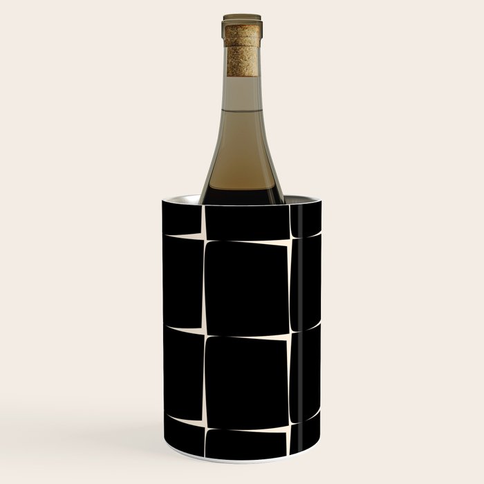 Midcentury Flux Minimalist Pattern in Black and Almond Cream Wine Chiller Gallery Image 3