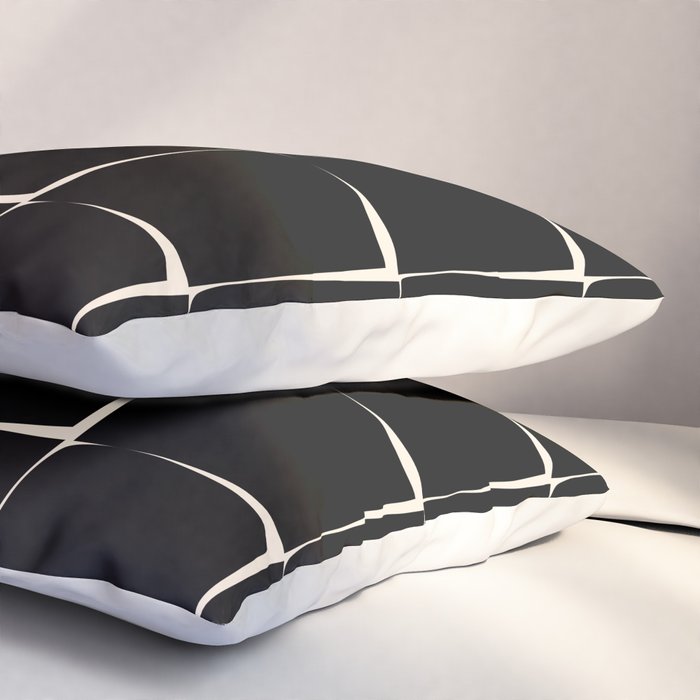 Midcentury Flux Minimalist Pattern in Black and Almond Cream Pillow Sham Gallery Image 3