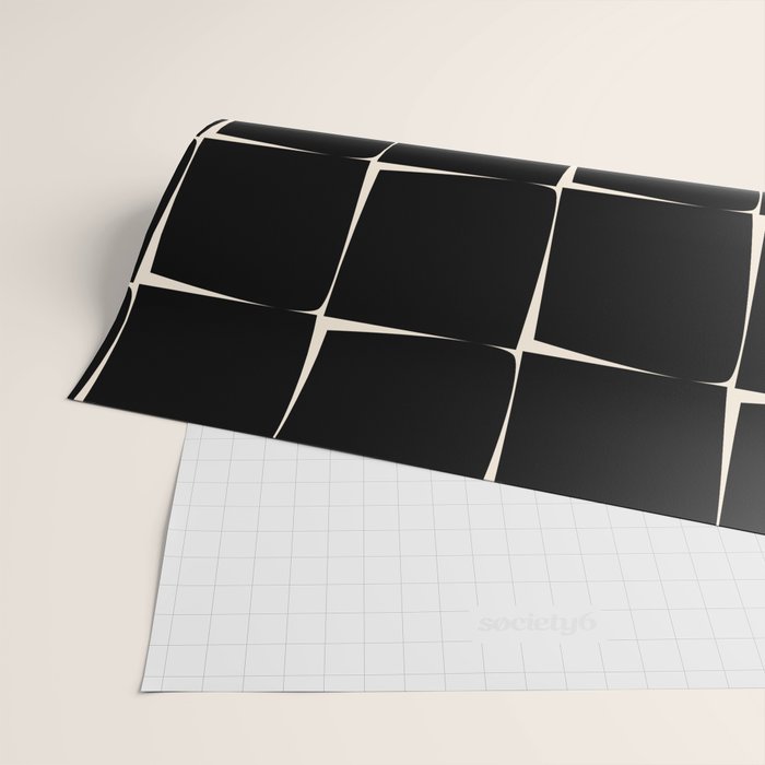 Midcentury Flux Minimalist Pattern in Black and Almond Cream Wrapping Paper Gallery Image 2