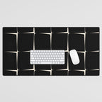 Midcentury Flux Minimalist Pattern in Black and Almond Cream Desk Mat Gallery Image 1