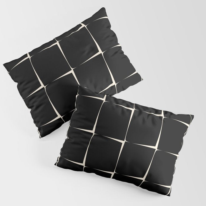 Midcentury Flux Minimalist Pattern in Black and Almond Cream Pillow Sham Gallery Image 1