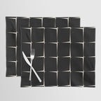 Midcentury Flux Minimalist Pattern in Black and Almond Cream Placemat Gallery Image 1