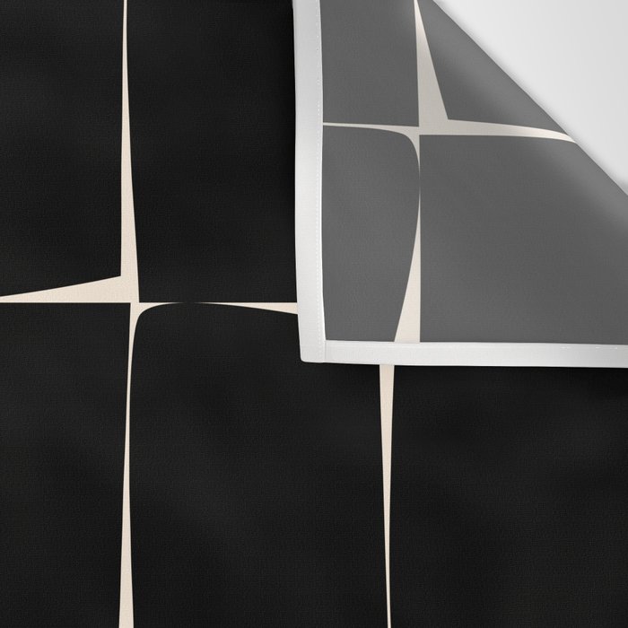 Midcentury Flux Minimalist Pattern in Black and Almond Cream Wall Tapestry Gallery Image 3