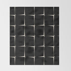 Midcentury Flux Minimalist Pattern in Black and Almond Cream Throw Blanket Gallery Image 2