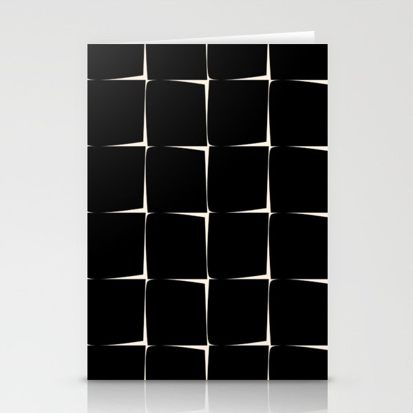 Midcentury Flux Minimalist Pattern in Black and Almond Cream Stationery Card Gallery Image 1
