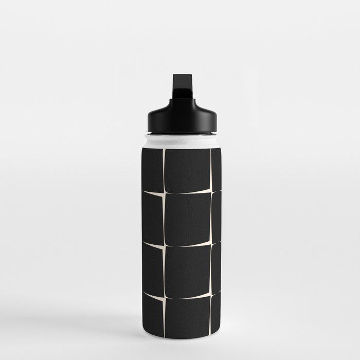 Midcentury Flux Minimalist Pattern in Black and Almond Cream Water Bottle Gallery Image 3