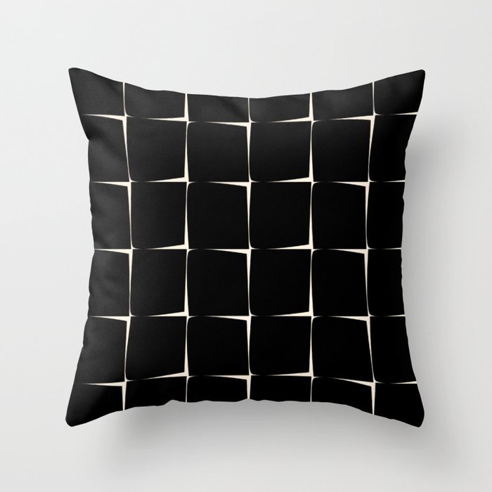Midcentury Flux Minimalist Pattern in Black and Almond Cream Throw Pillow Gallery Image 6