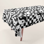 Black and white yin yang checkered pattern Tablecloth Gallery Image 1