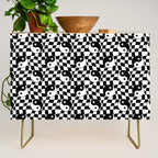 Black and white yin yang checkered pattern Credenza Gallery Image 1