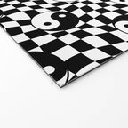 Black and white yin yang checkered pattern Welcome Mat Gallery Image 2