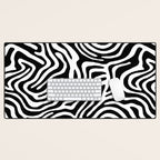 Black and white zebra stripe print art pattern Desk Mat Gallery Image 1