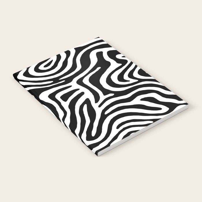 Black and white zebra stripe print art pattern Notebook Gallery Image 2