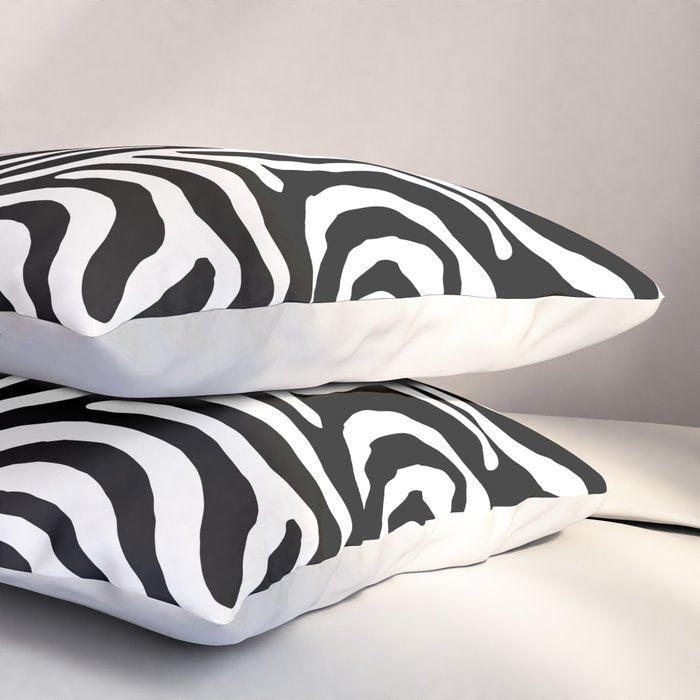 Black and white zebra stripe print art pattern Pillow Sham Gallery Image 3