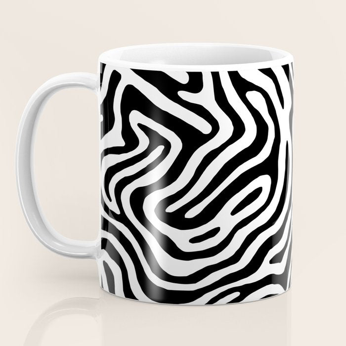 Black and white zebra stripe print art pattern Coffee Mug Gallery Image 3