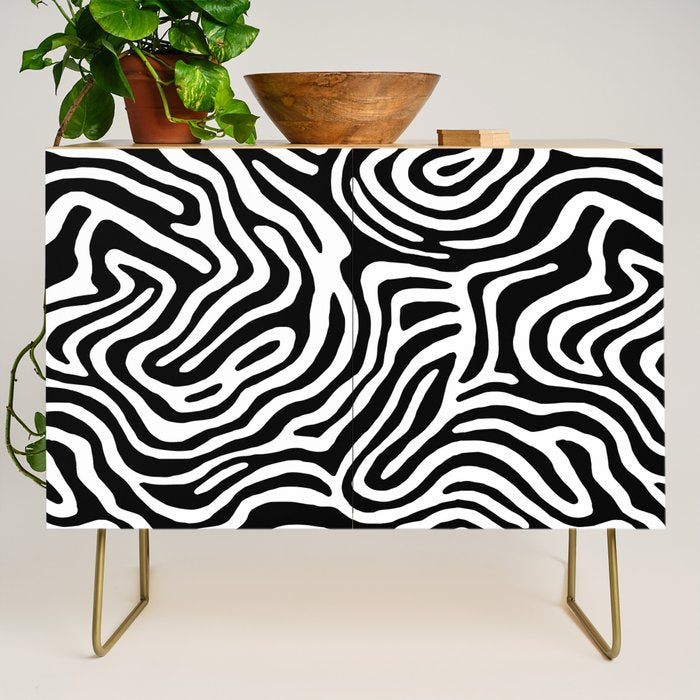 Black and white zebra stripe print art pattern Credenza Gallery Image 1