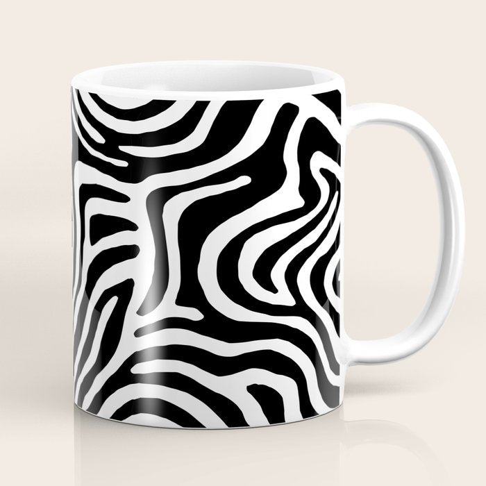Black and white zebra stripe print art pattern Coffee Mug Gallery Image 1