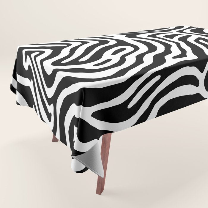 Black and white zebra stripe print art pattern Tablecloth Gallery Image 1