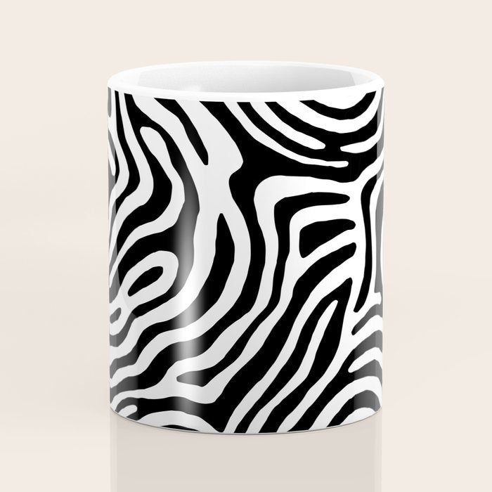 Black and white zebra stripe print art pattern Coffee Mug Gallery Image 4