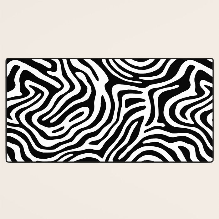Black and white zebra stripe print art pattern Desk Mat Gallery Image 3