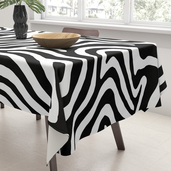 Black and white zebra stripe print art pattern Tablecloth Gallery Image 3