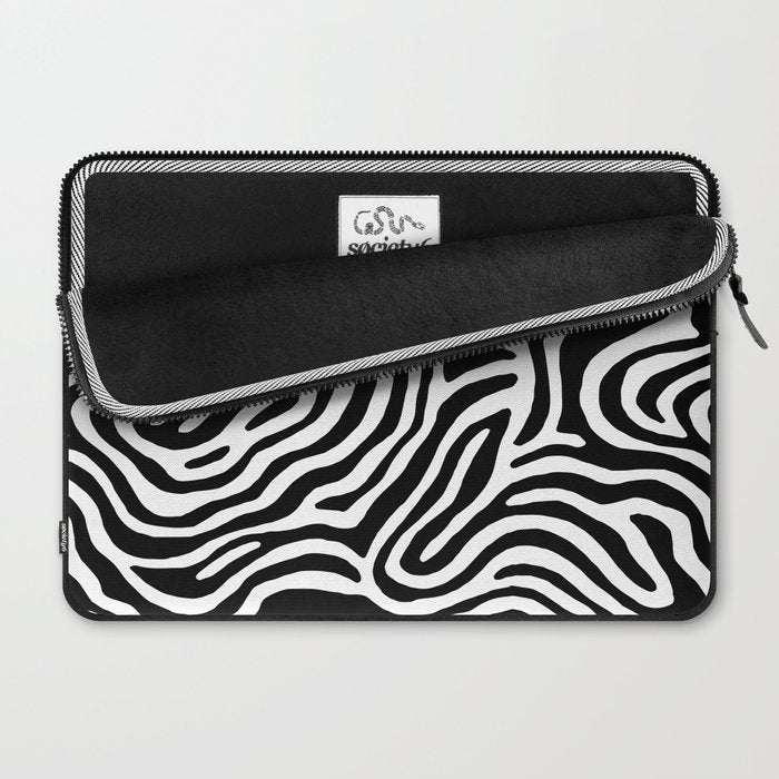 Black and white zebra stripe print art pattern Laptop Sleeve Gallery Image 2