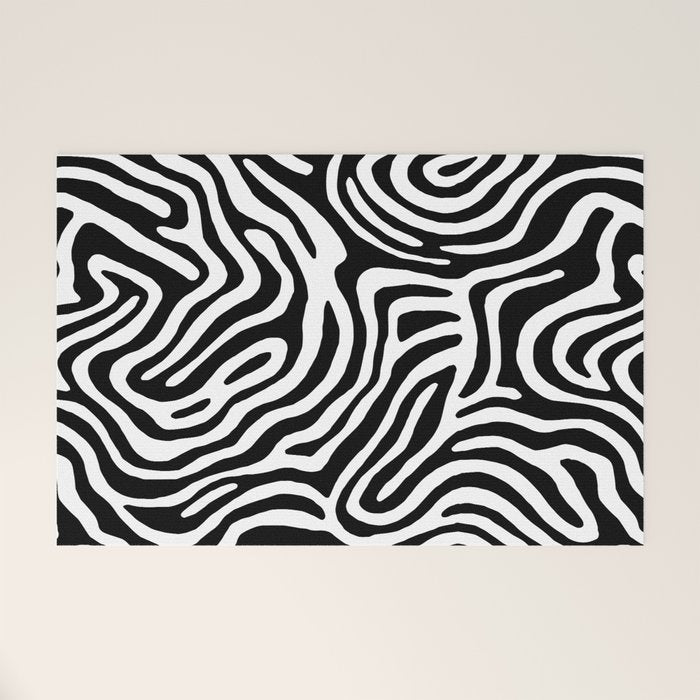 Black and white zebra stripe print art pattern Welcome Mat Gallery Image 1