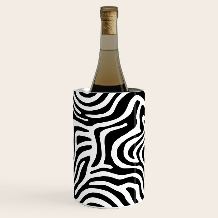 Black and white zebra stripe print art pattern Wine Chiller Gallery Image 3