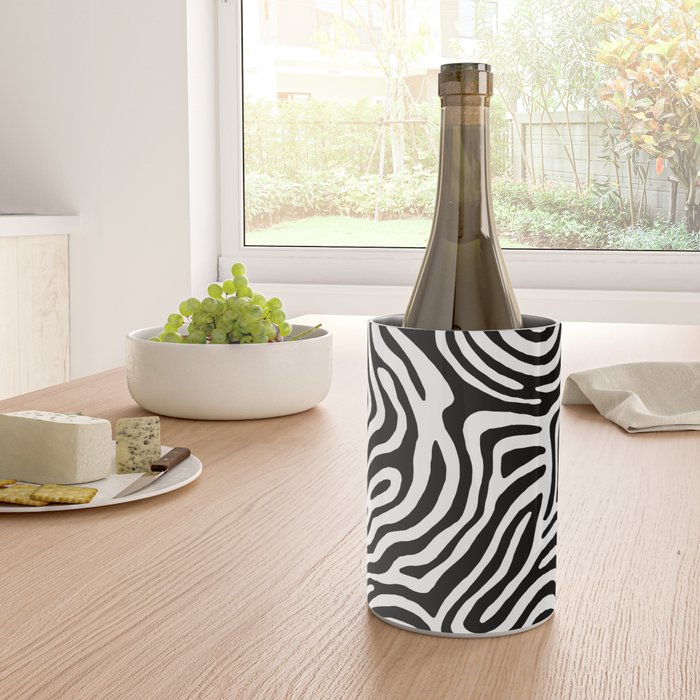 Black and white zebra stripe print art pattern Wine Chiller Gallery Image 4