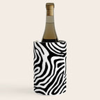 Black and white zebra stripe print art pattern Wine Chiller Gallery Image 1