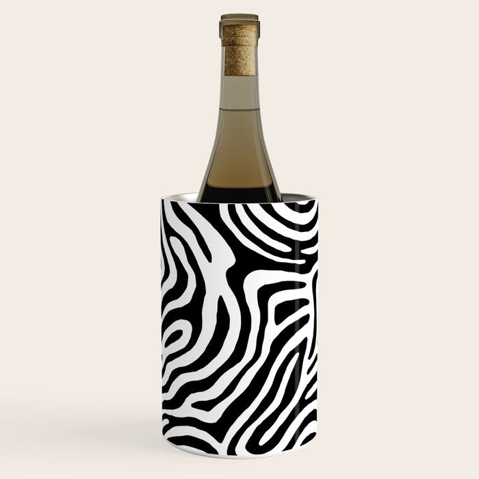 Black and white zebra stripe print art pattern Wine Chiller Gallery Image 1