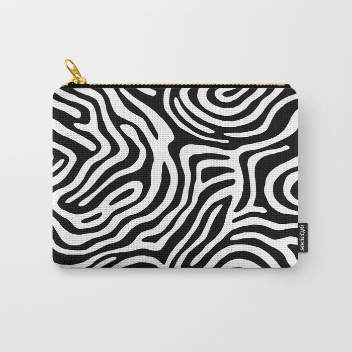 Black and white zebra stripe print art pattern Carry All Pouch Gallery Image 1
