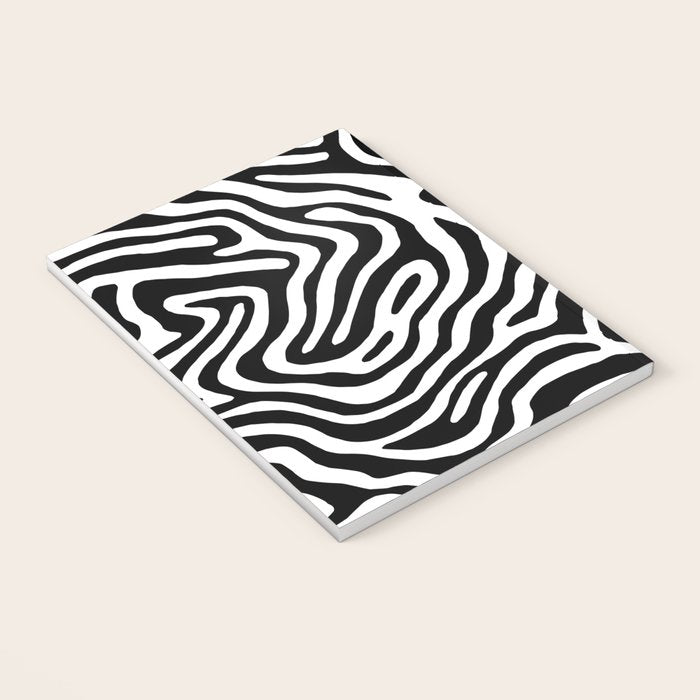 Black and white zebra stripe print art pattern Notebook Gallery Image 3