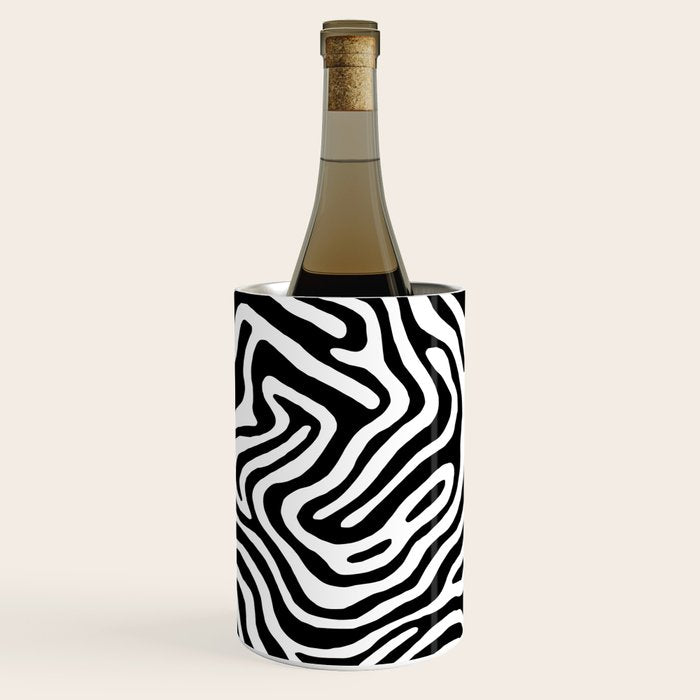 Black and white zebra stripe print art pattern Wine Chiller Gallery Image 2