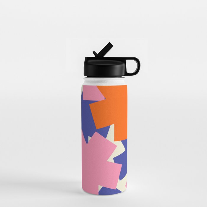 Pop Star Contemporary Abstract Pattern Blue Pink Orange Water Bottle Gallery Image 1