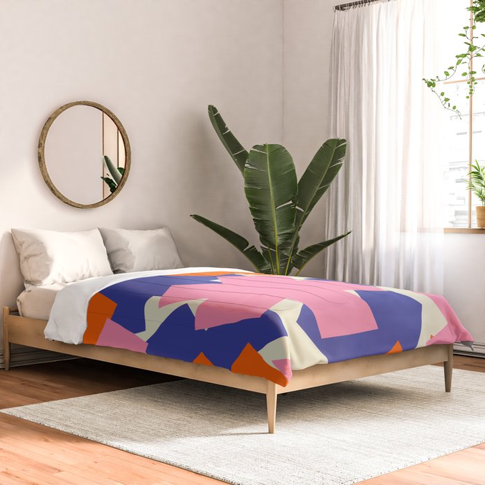 Pop Star Contemporary Abstract Pattern Blue Pink Orange Comforter Gallery Image 2