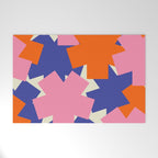Pop Star Contemporary Abstract Pattern Blue Pink Orange Welcome Mat Gallery Image 1