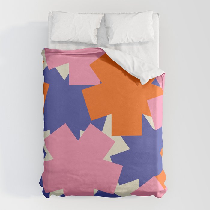 Pop Star Contemporary Abstract Pattern Blue Pink Orange Duvet Cover Gallery Image 6