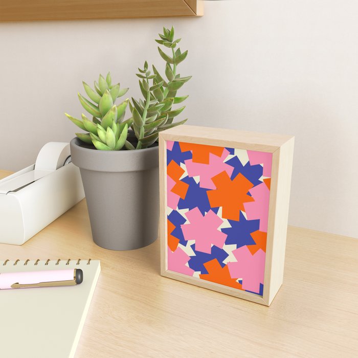 Pop Star Contemporary Abstract Pattern Blue Pink Orange Mini Art Print Gallery Image 2