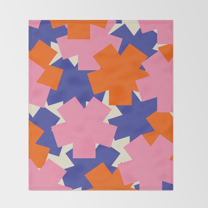 Pop Star Contemporary Abstract Pattern Blue Pink Orange Throw Blanket Gallery Image 2