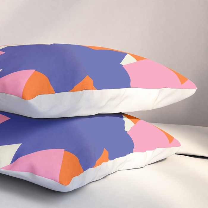 Pop Star Contemporary Abstract Pattern Blue Pink Orange Pillow Sham Gallery Image 3