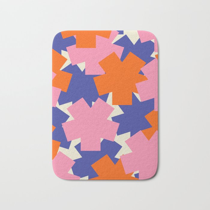 Pop Star Contemporary Abstract Pattern Blue Pink Orange Bath Mat Gallery Image 1