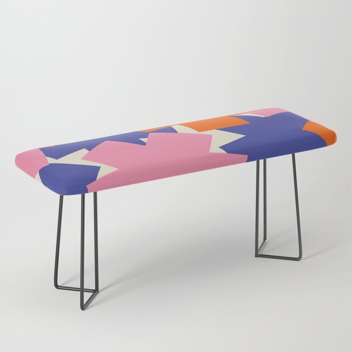 Pop Star Contemporary Abstract Pattern Blue Pink Orange Bench Gallery Image 1