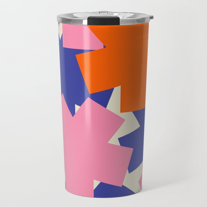 Pop Star Contemporary Abstract Pattern Blue Pink Orange Travel Mug Gallery Image 1