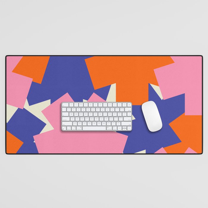Pop Star Contemporary Abstract Pattern Blue Pink Orange Desk Mat Gallery Image 1
