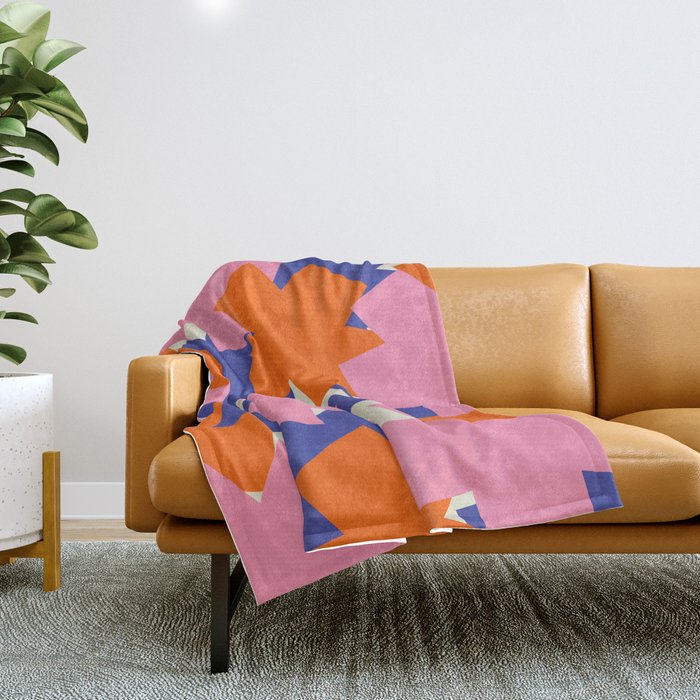 Pop Star Contemporary Abstract Pattern Blue Pink Orange Throw Blanket Gallery Image 1