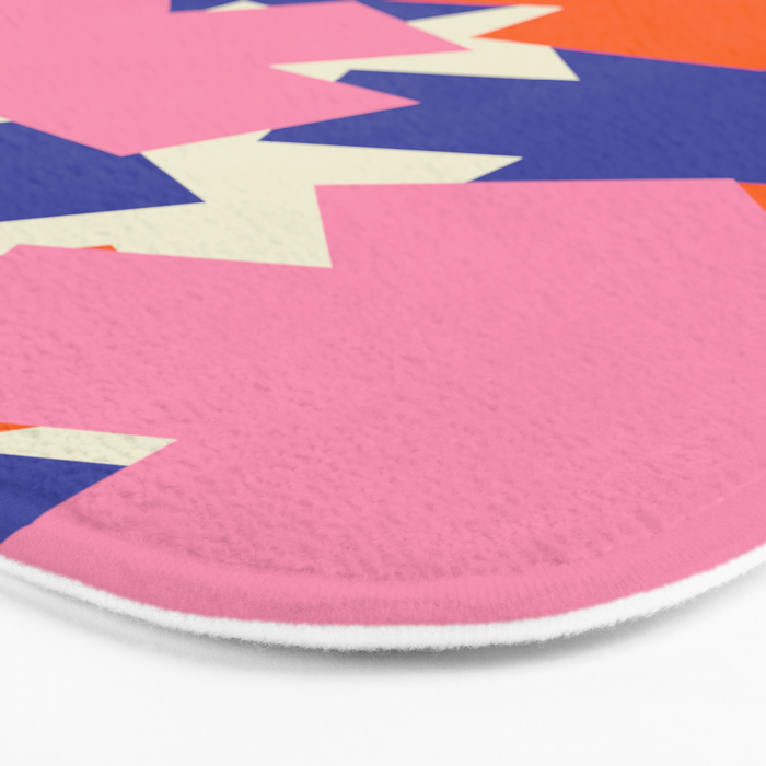 Pop Star Contemporary Abstract Pattern Blue Pink Orange Bath Mat Gallery Image 3