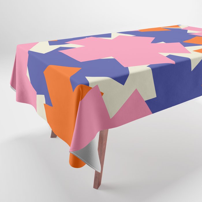 Pop Star Contemporary Abstract Pattern Blue Pink Orange Tablecloth Gallery Image 1