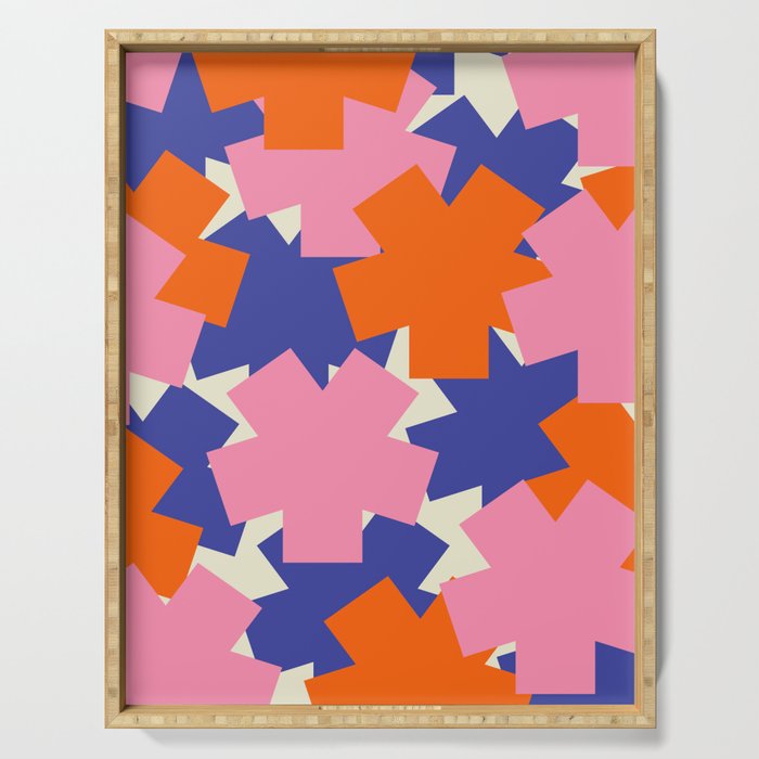 Pop Star Contemporary Abstract Pattern Blue Pink Orange Serving Tray Gallery Image 1