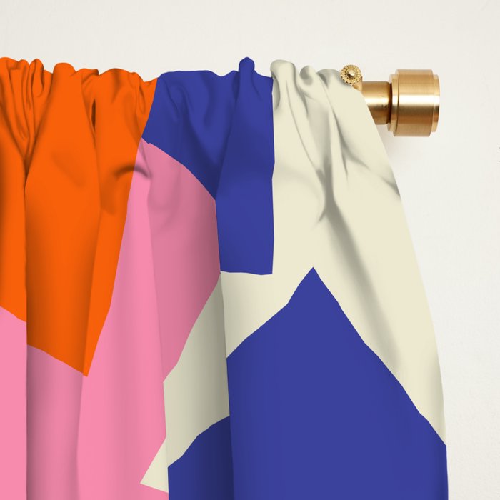 Pop Star Contemporary Abstract Pattern Blue Pink Orange Window Curtain Gallery Image 2