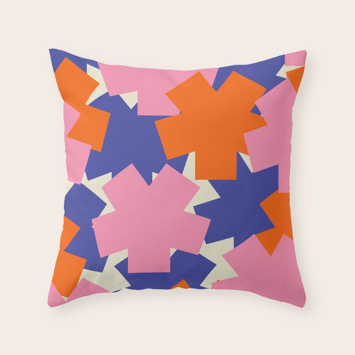 Pop Star Contemporary Abstract Pattern Blue Pink Orange Throw Pillow Gallery Image 6